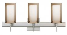 Besa Lighting 3SW-S44007-SN-SQ - Besa Pahu 4 Wall With SQ Canopy 3SW Transparent Smoke/Opal Satin Nickel 3x40W G9