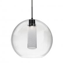 Besa Lighting J-ELICL-LED-BK - Besa Eli Pendant, Clear/Inner Bubble, Black Finish, 1x9W LED