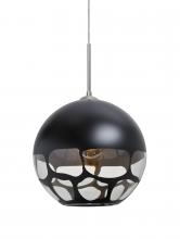 Besa Lighting J-ROCKYBK-LED-SN - Besa, Rocky Cord Pendant For Multiport Canopies, Black, Satin Nickel Finish, 1x9W LED