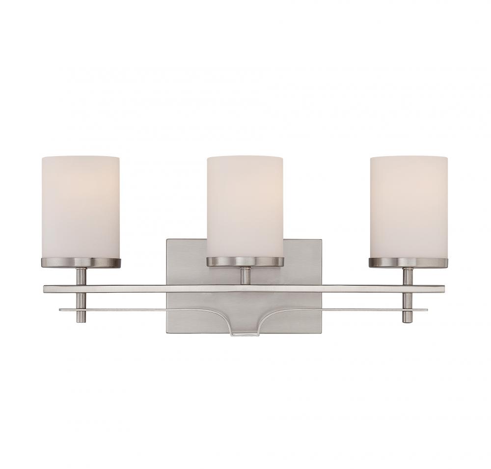 3 Light Satin Nickel Bath Bar