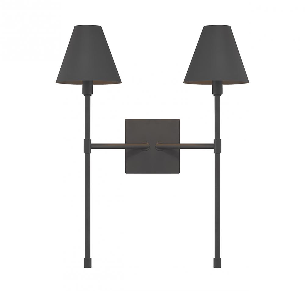 Jefferson 2-Light Wall Sconce in Matte Black