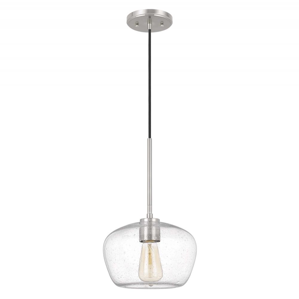 Hive 1-Light Brushed Nickel Finish Silver Flakes Glass Pendant 10“ X 10” X 15.5“