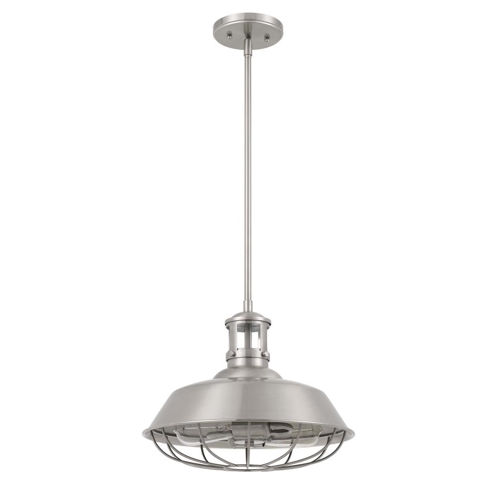 Wilbur 2-Light Brushed Nickel Finish Pendant 14“ X 14” X 12“