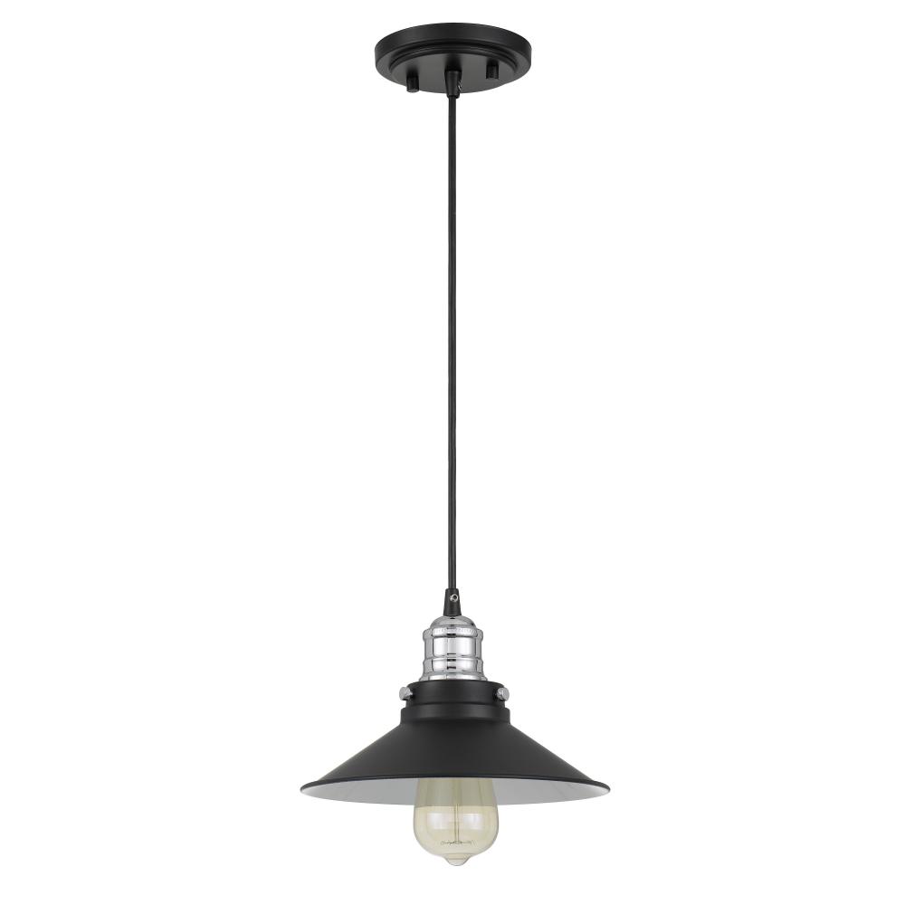 Peet 1-Light Chrome & Matte Black Finish Mini Pendant 9.25“ X 9.25” X 6“