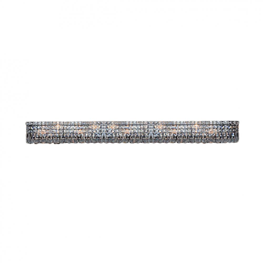 Cascade 12-Light Chrome Finish Crystal Vanity Light 60 in. Wide ADA