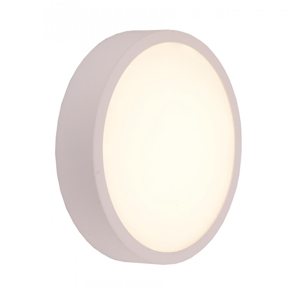 Aperture 18-Watt Matte White Finish Integrated LEd Circle Wall Sconce / Ceiling Light 7 in. Dia x 1.