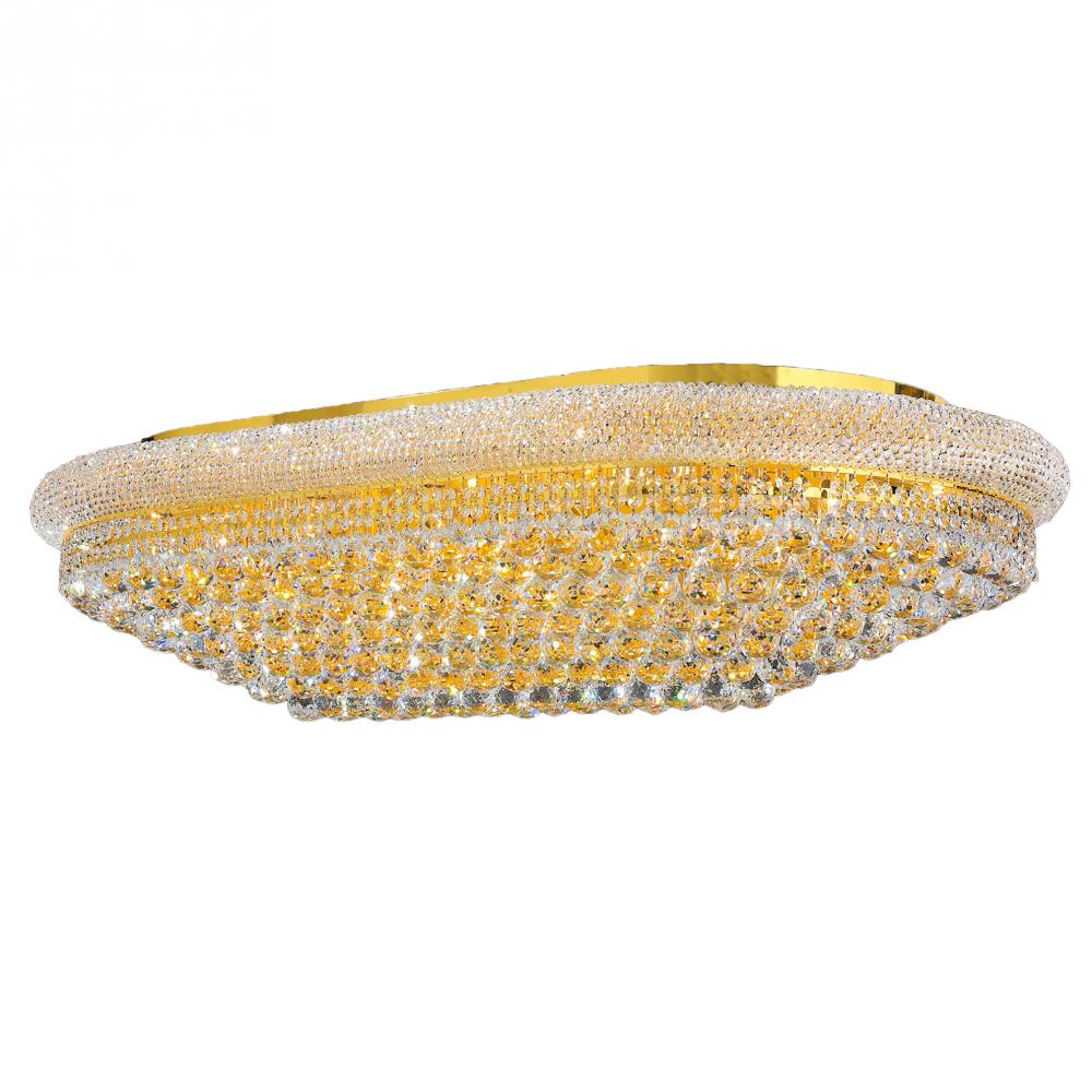 Empire 28-Light Gold Finish and Clear Crystal Flush Mount Ceiling Light 48 in. L x 28 in. W x 12 in.