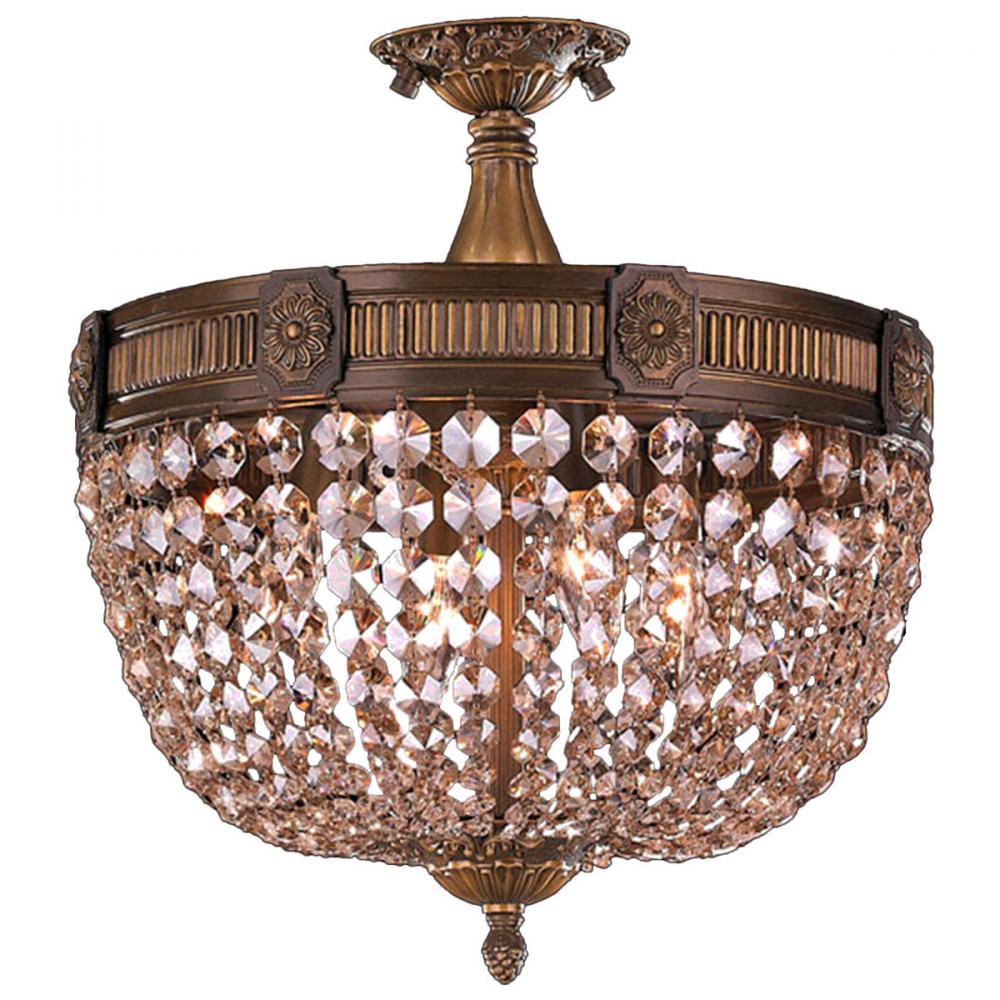 Winchester 4-Light Antique Bronze Finish and Golden Teak Crystal Semi Flush Mount Ceiling Light 16 i