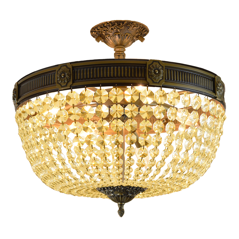 Winchester 6-Light Antique Bronze Finish and Golden Teak Crystal Semi Flush Mount Ceiling Light 20 i