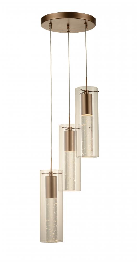 Sprite 13.5-Watt Matte Gold Finish Integrated LEd Crystal and Glass Tube Pendant Light 3000K 10 in.