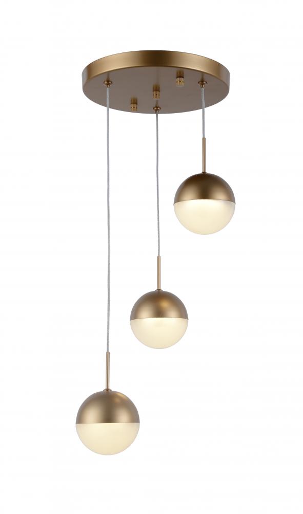 Phantasm 7.5-Watt Matte Gold Finish Integrated LEd Iced Opal Acrylic Pendant Ceiling Light 3000K 10