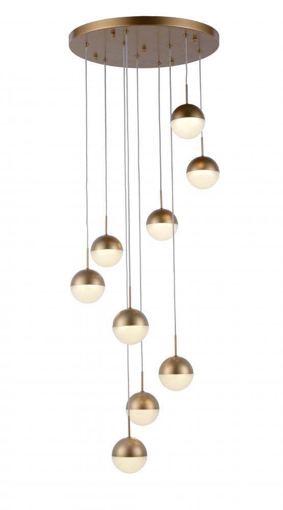 Phantasm 22.5-Watt Matte Gold Finish Integrated LEd Iced Opal Acrylic Cascade Pendant Light 3000K 18