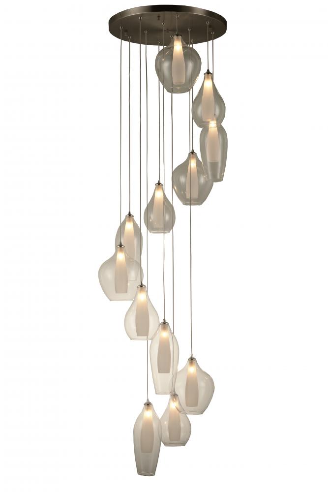 Botella 12-Light Matte Nickel Finish Halogen / LEd Clear Glass Cascade Pendant Ceiling Light d25 in.