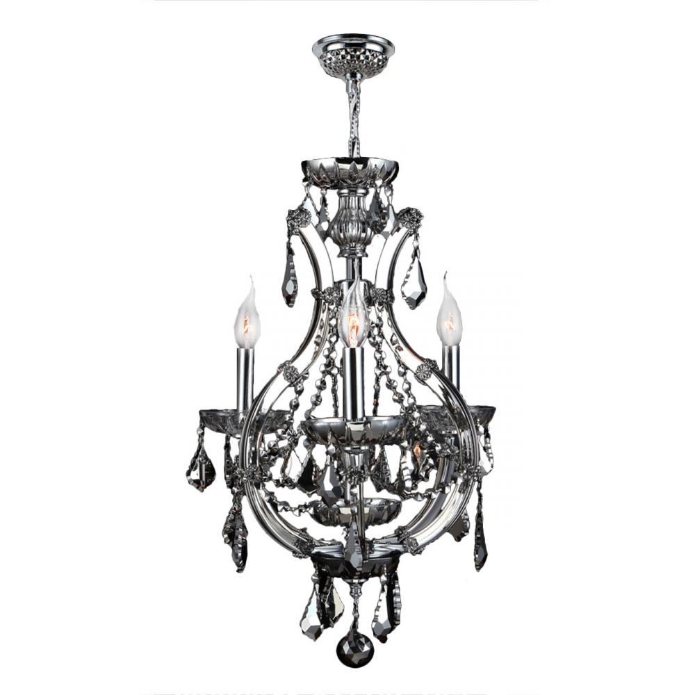 Lyre Collection 4 Light Chrome Finish and Chrome Crystal Chandelier 16" D x 28" H Mini