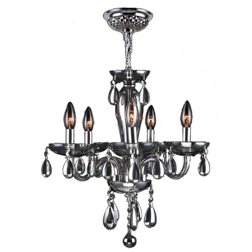 Gatsby Collection 5 Light Chrome Finish and White Blown Glass Chandelier 16" D x 18" H Mini