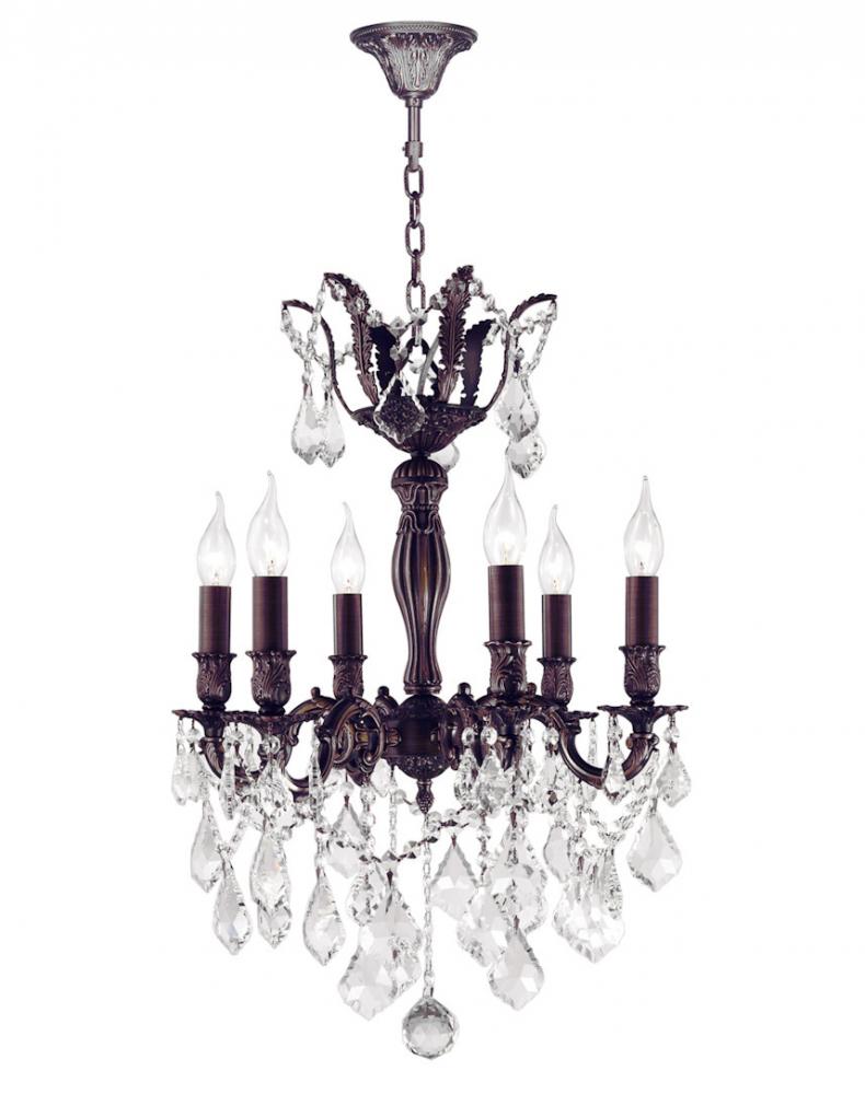 Versailles 6-Light dark Bronze Finish and Clear Crystal Chandelier 19 in. Dia x 25 in. H Medium