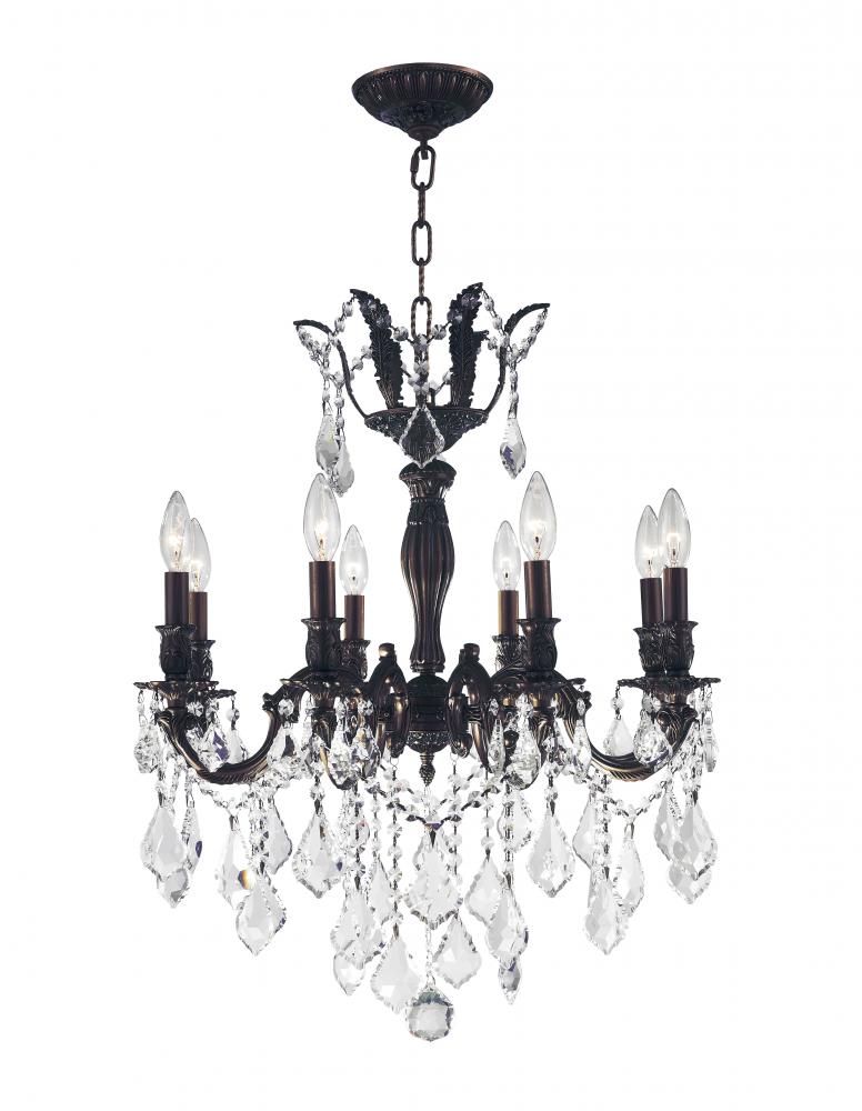 Versailles 8-Light dark Bronze Finish and Clear Crystal Chandelier 22 in. Dia x 26 in. H Medium