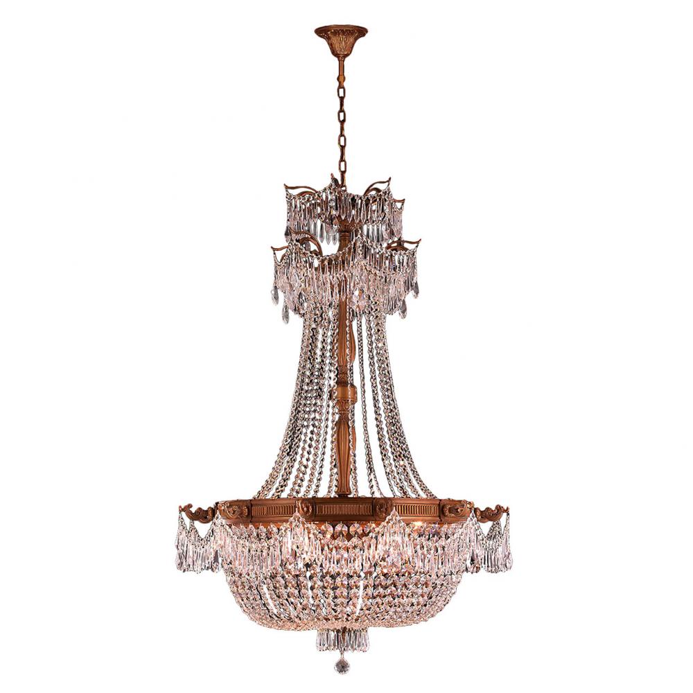 Winchester 12-Light French Gold Finish and Clear Crystal Chandelier 36 in. Dia x 50 in. H Large