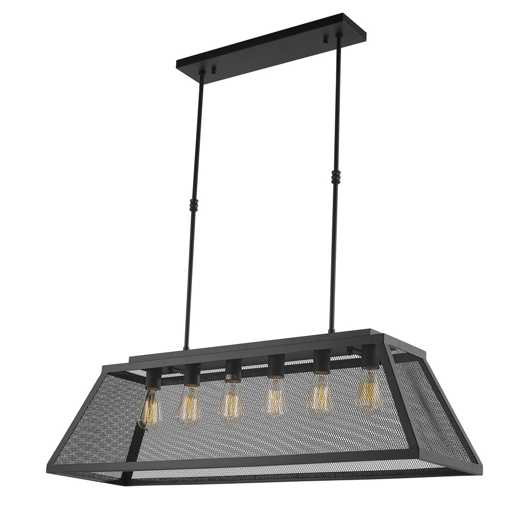 Nautilus 5-Light Matte Black Finish Mesh Kitchen Island Pendant Light 42 in. L x 12 in. W x 12 in. H