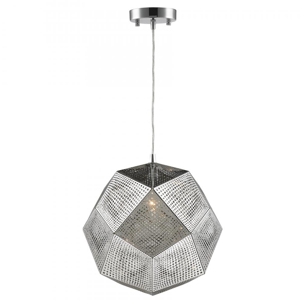 Geometrics 1-Light Chrome Finish Finish Stainless Steel Pendant Light 12 in. Dia x 12 in. H Small