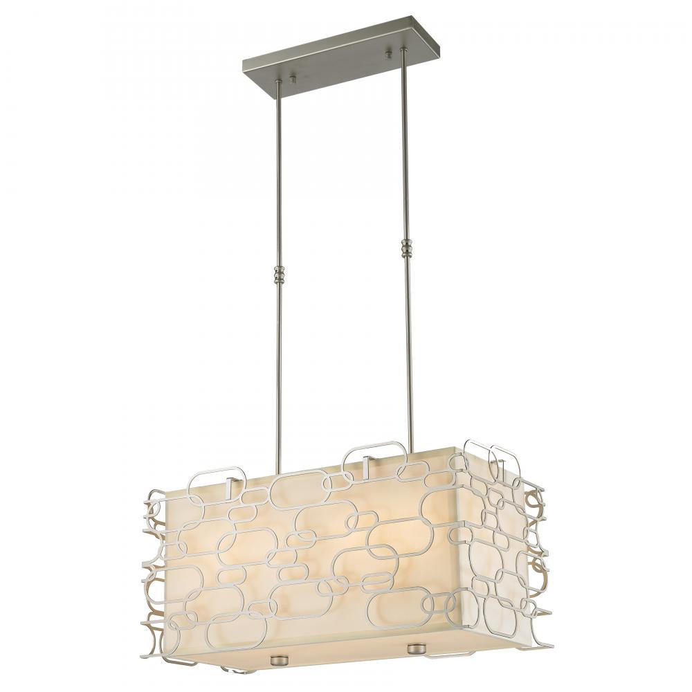 Montauk 8-Light Matte Nickel Finish Kitchen Island Pendant Light with Ivory Linen Rectangular Shade