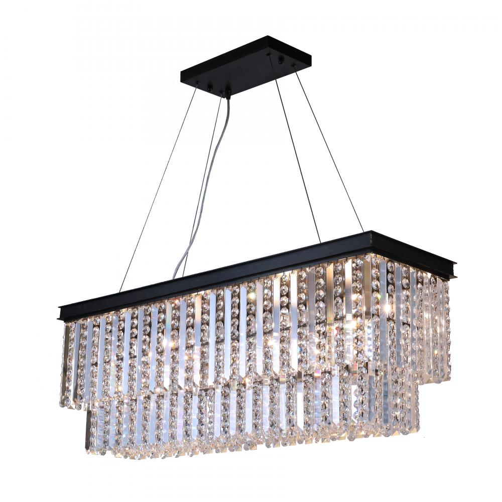 Kensington 7-Light Antique Bronze Finish Rectangular Crystal Chandelier 42 in. L x  12 in. W x 113 i