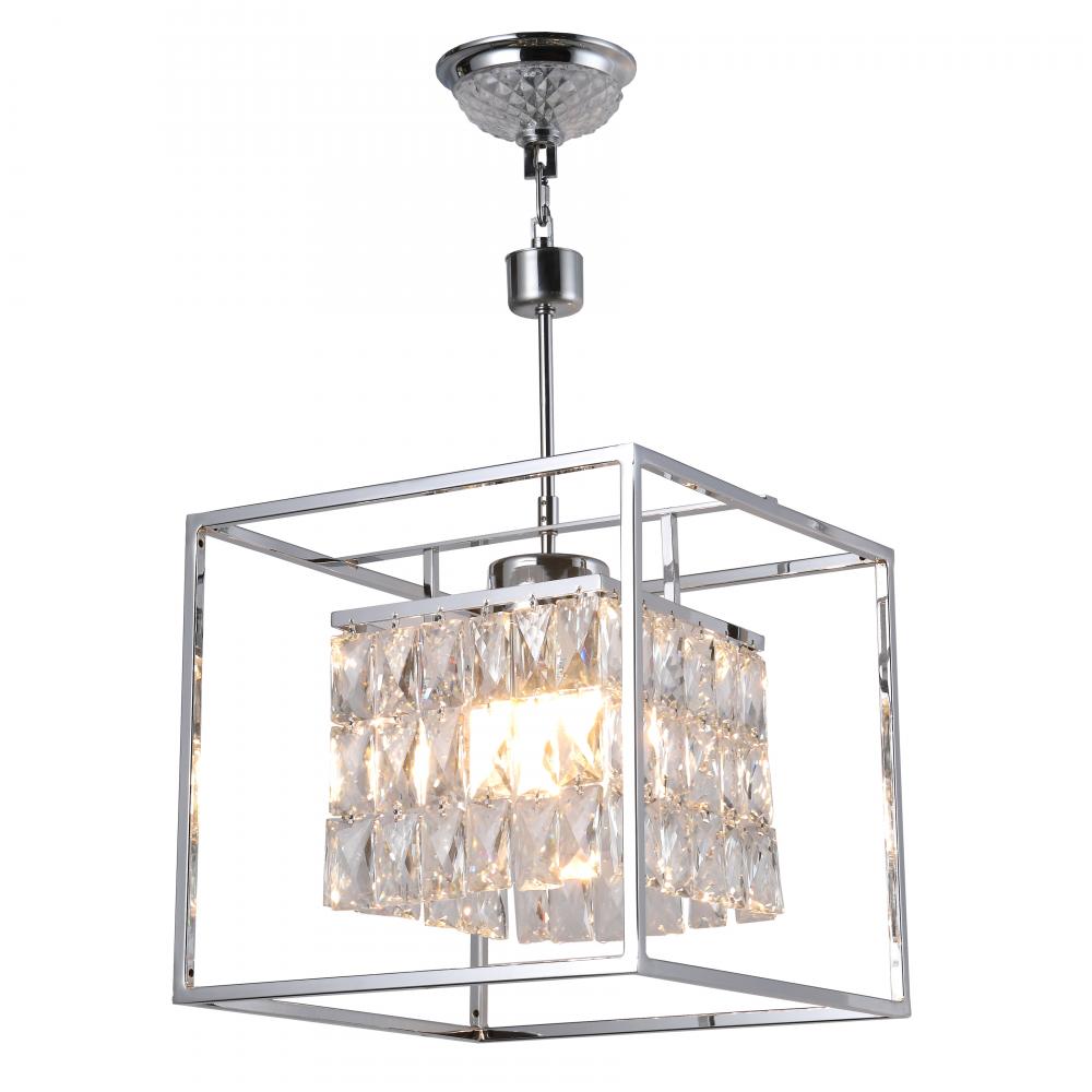 Franklin 4-Light Chrome Finish Finish Cube Mini Crystal Pendant 13 in. L x  13 in. W x 12 in. H Smal