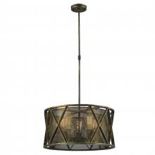 Worldwide Lighting Corp W83420AB20 - Nautilus 5-Light Antique Bronze Finish Mesh drum Shade Pendant Light 20 in. x 10 in. H Medium