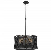 Worldwide Lighting Corp W83420MB20 - Nautilus 5-Light Matte Black Finish Mesh drum Shade Pendant Light 20 in. x 10 in. H Medium