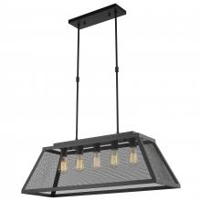 Worldwide Lighting Corp W83425MB36 - Nautilus 5-Light Matte Black Finish Mesh Kitchen Island Pendant Light 36 in. L x 12 in. W x 12 in. H