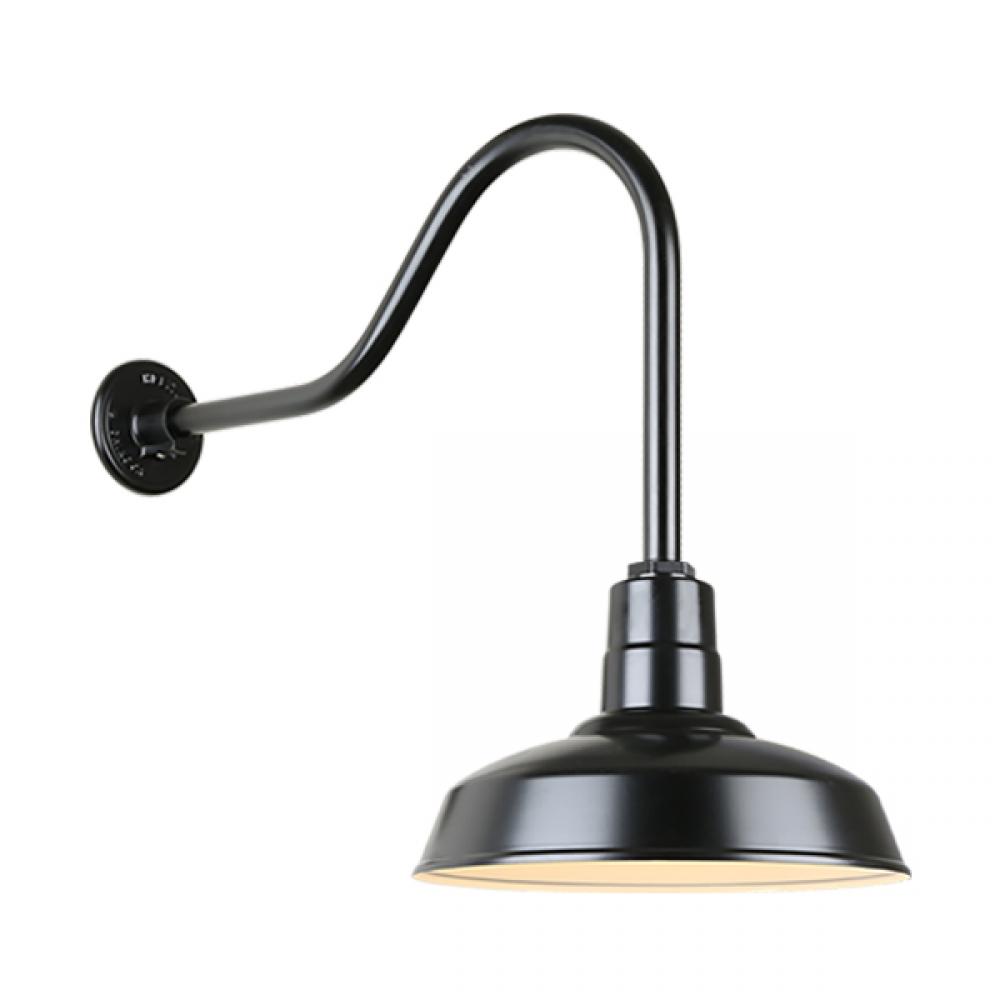 14" Gooseneck Light Warehouse Shade, QSNHL-H Arm