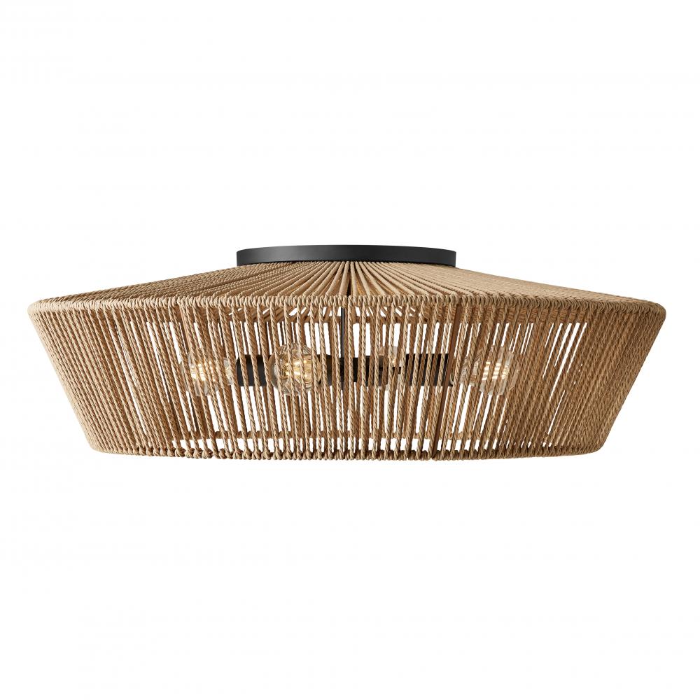 Nido 30" Natural Rope 4-Light Semi-Flush