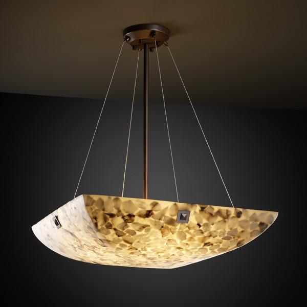 24" LED Pendant Bowl w/ Pair Square w/ Points Finials