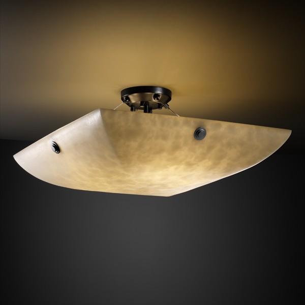 48" Semi-Flush Bowl w/ Large Square w/ Point Finials