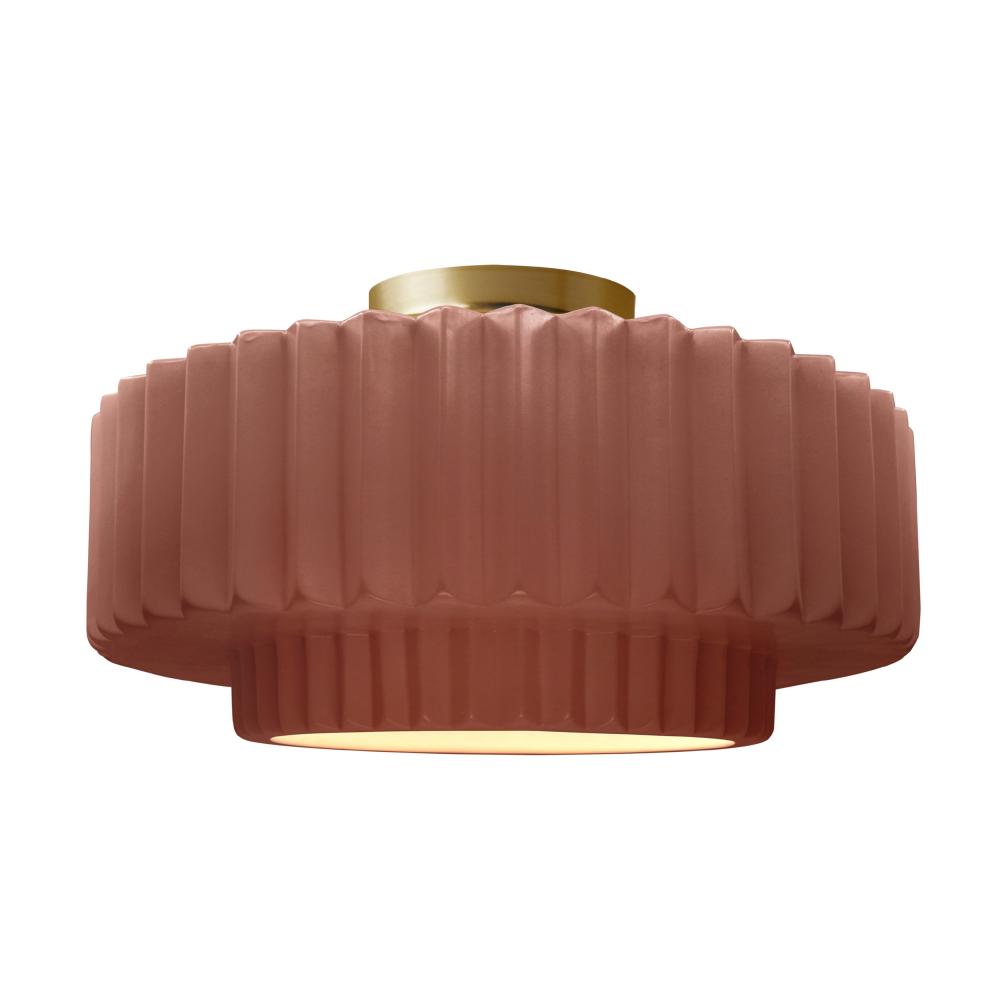 Large Tier Pleated LED Semi-Flush