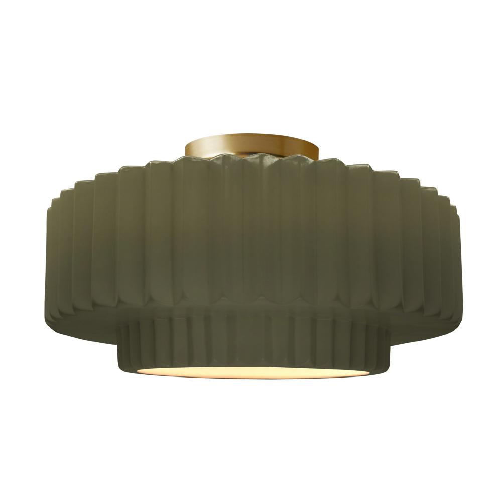 Large Tier Pleated LED Semi-Flush