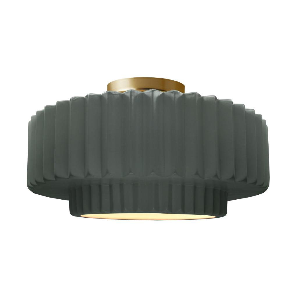 Large Tier Pleated LED Semi-Flush