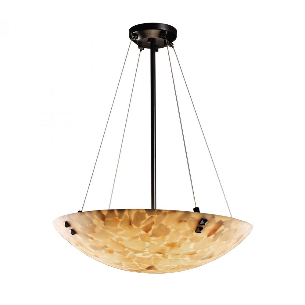 24" LED Pendant Bowl w/ Pair Square w/ Points Finials