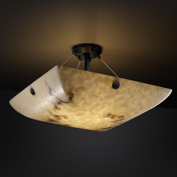 24" LED Semi-Flush Bowl w/ Pair Cylindrical Finials