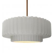 Justice Design Group CER-6555-BIS-BRSS-RIGID - Large Tier Pleated 1-Light Pendant