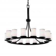 Justice Design Group FAB-8715-10-WHTE-MBLK - Dakota 15-Light 1-Tier Ring Chandelier