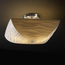 Justice Design Group PNA-9695-25-WAVE-MBLK-LED-2000 - 14" Square Semi-Flush Bowl