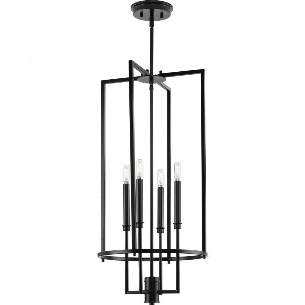 Elara Collection Four-Light New Traditional Matte Black Chandelier Foyer Light