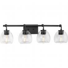 Progress P300348-143 - Caisson Collection Four-Light Graphite Clear Glass Urban Industrial Bath Vanity Light