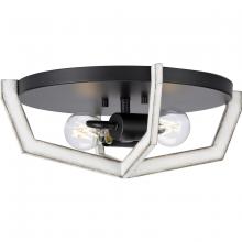 Progress P350224-31M - Galloway Collection Two-Light 15" Matte Black Modern Farmhouse Flush Mount Light with Distressed