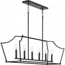 Progress P400300-31M - Parkhurst Collection Six-Light New Traditional Matte Black Linear Island Chandelier Light