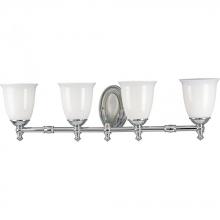 Progress P3041-15 - Victorian Collection Four-Light Polished Chrome White Opal Glass Farmhouse Bath Vanity Light