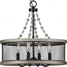 Progress P400204-020 - Austelle Collection Four-Light Antique Bronze Farmhouse Chandelier Light