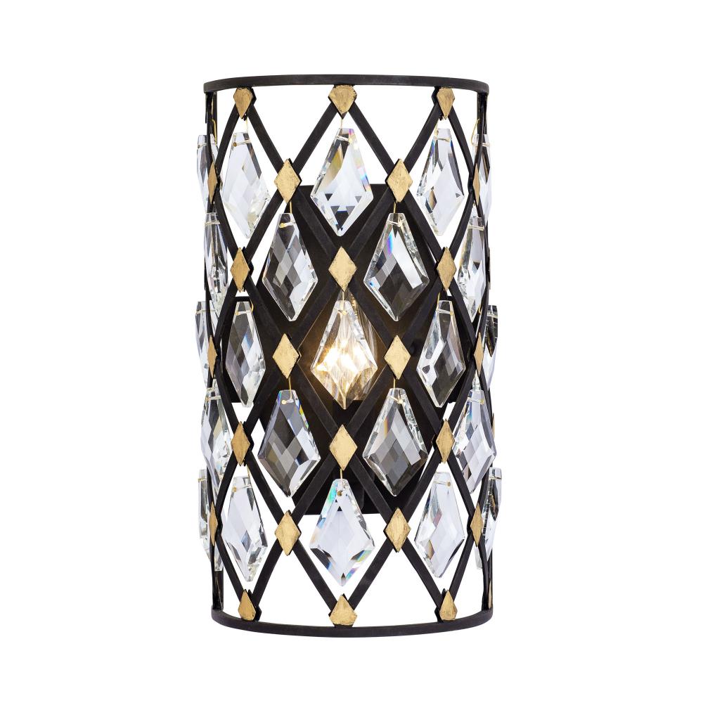 Windsor 1-Lt Crystal Sconce - Carbon/Havana Gold