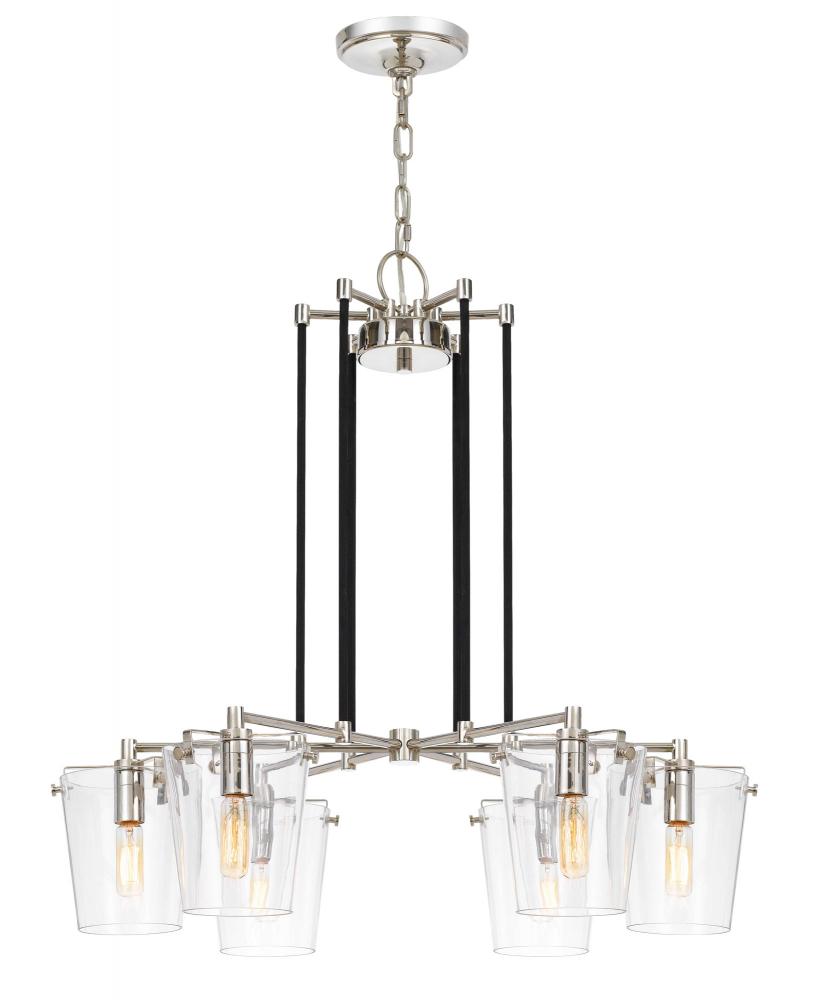 Arlo 6-Lt Chandelier - Black/Polished Nickel